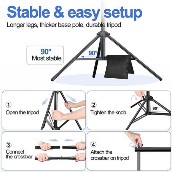 Backdrop Stand 10x7ft(WxH) Photo Studio Adjustable Background Stand Support Kit - Picture 5 of 6